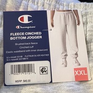 Champion Fleece Cinched Joggers in Silver Heather